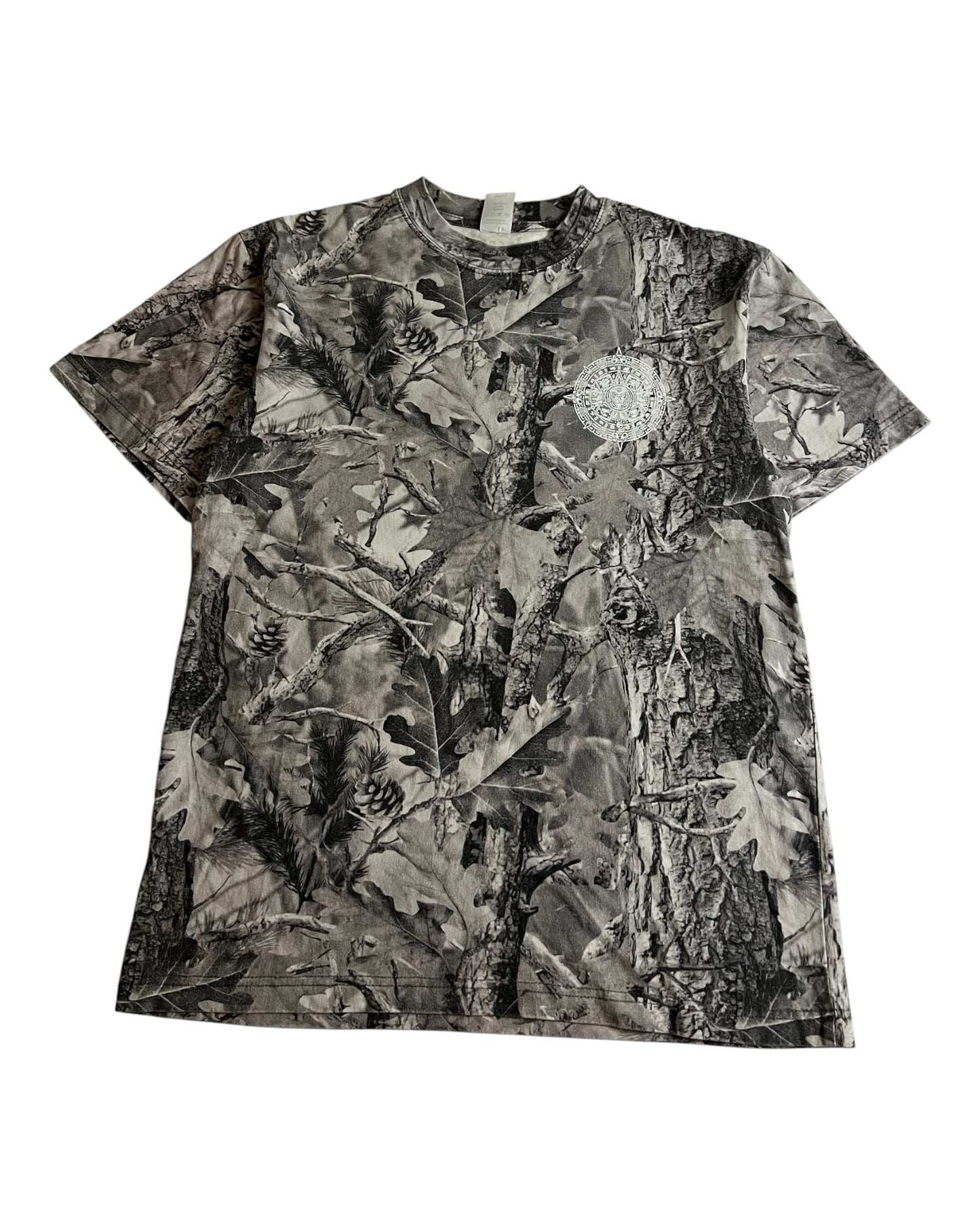 Premium Aztec Sun Stone Grey Wood Camo Heavyweight Cotton Tee