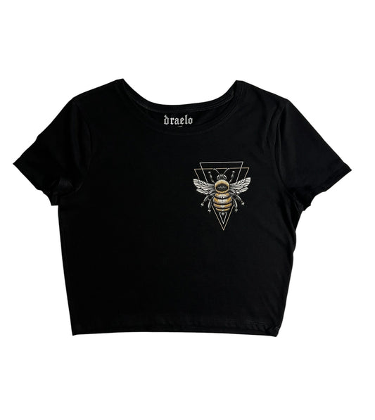 Micro Rib Bee Cotton/Poly Crop Top