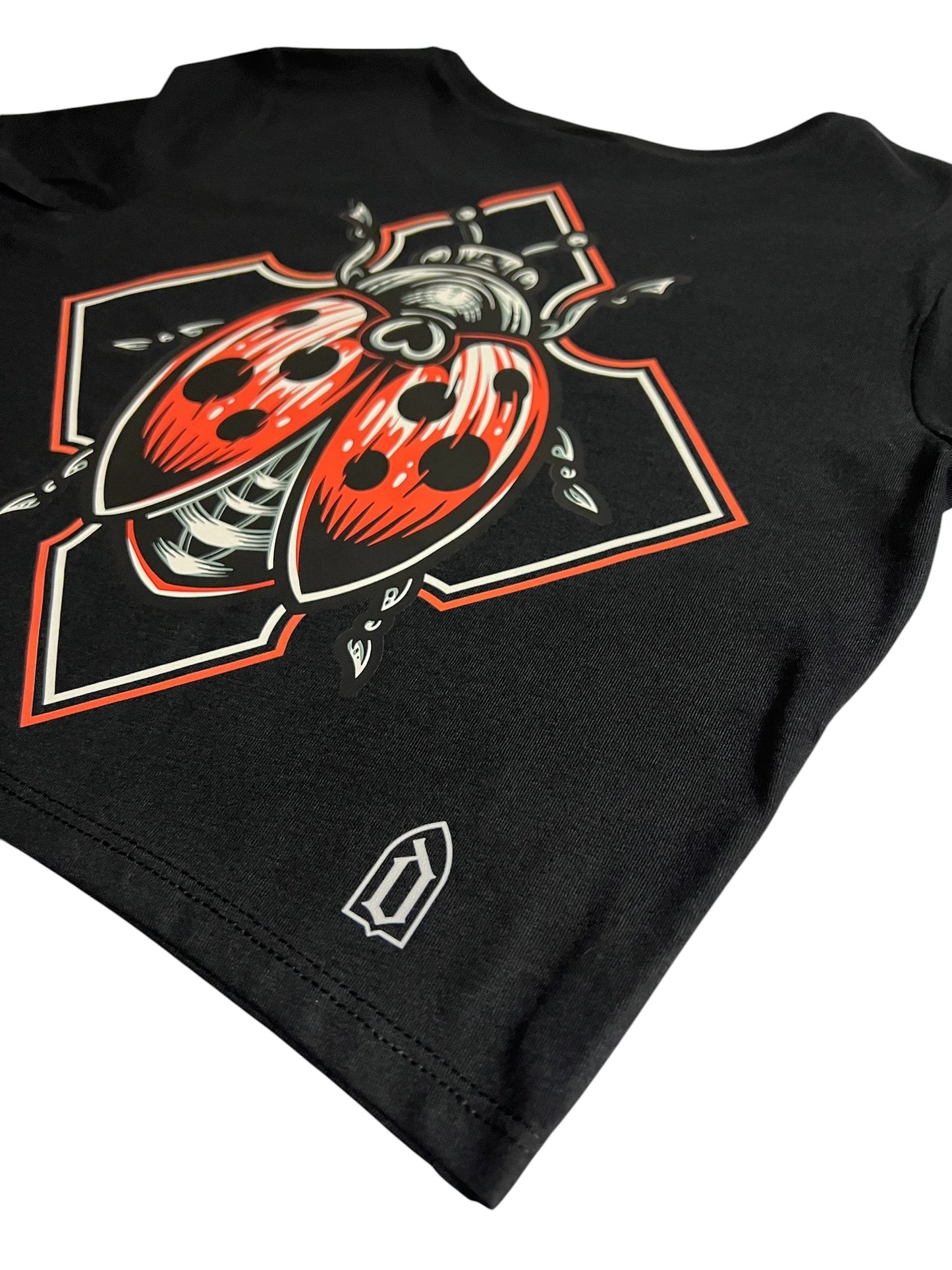 Micro Rib Lady Bug Cotton/Poly Crop Top