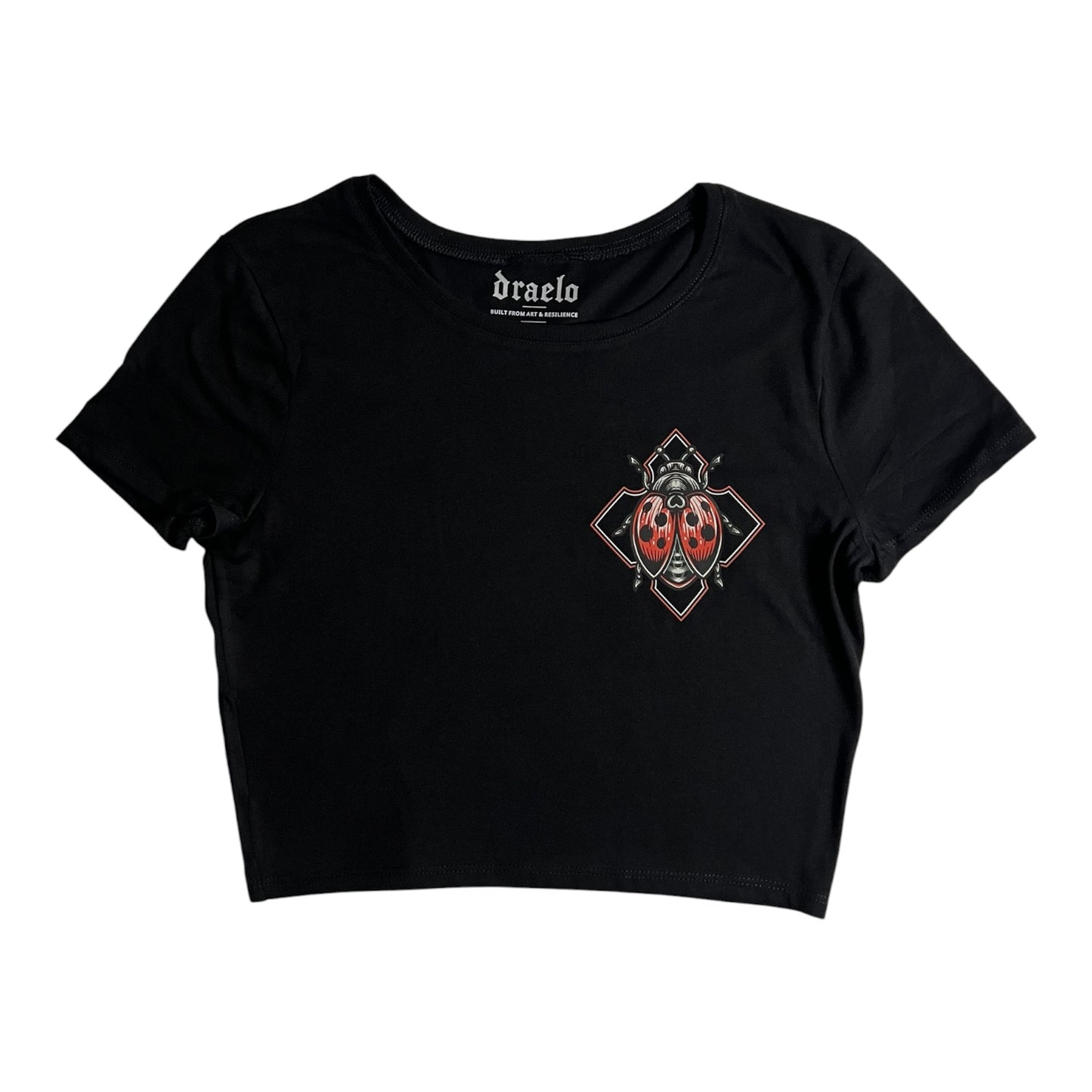 Micro Rib Lady Bug Cotton/Poly Crop Top